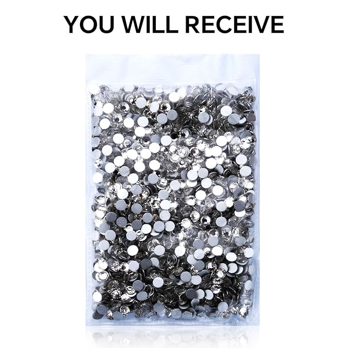 1440Pcs White Crystal Rhinestones,Glass Flatback Rhinestones Gemstones for Nail Face Makeup Art Crafts Clothes Decoration -(SS20,4.8mm,White)