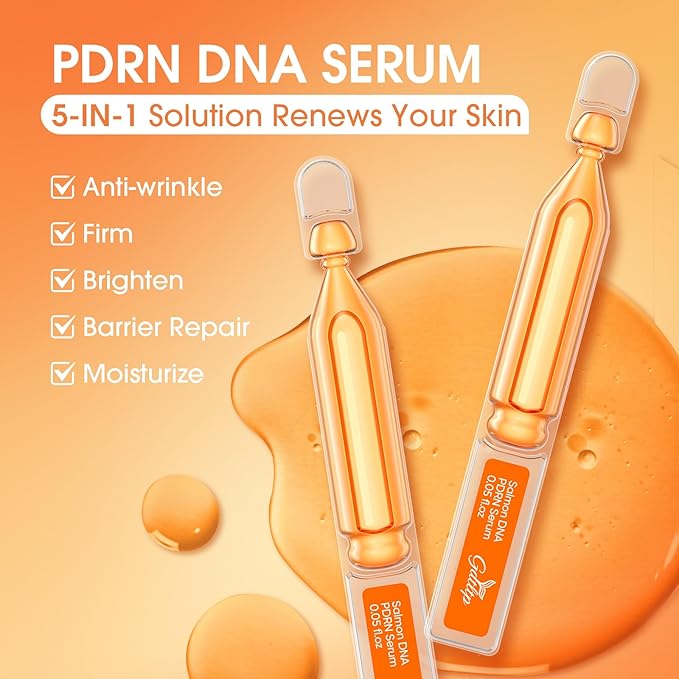 Salmon DNA Serum, Anti-Wrinkle PDRN Serum, 8000ppm Salmon Egg Ampoule, Collagen, Glutathione, Niacinamide, Hyaluronic Acids, Vitamin E - Korea Skin Care for Anti-Wrinkle & Radiance, 0.05 fl.oz x 35e