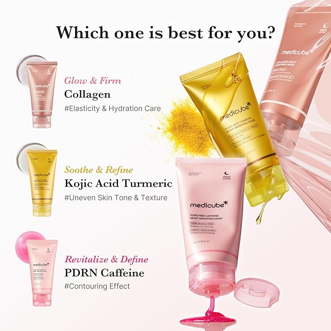 medicube Wrapping Mask PDRN Caffeine Overnight Peel Off Facial Mask | Firming, Depuffing & Hydration | Caffeine, Collagen For Refined, Glass Skin & Face Contour Support | Korean Skin Care, 2.53 fl.oz
