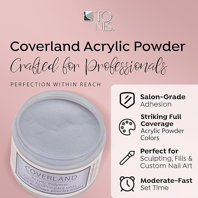 Tones Coverland Acrylic Nail Powder "Forever Young" - Limited Edition Acrylic Powder for Nail Design, Sculpting, and Masking Nail Bed Imperfections - Professional Acrylic Nail Supplies - (1.5 Oz)