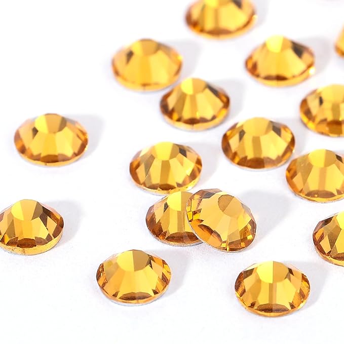 Gold Yellow Rhinestones Flatback Rhinestone for Crafts Glass Nail Rhinestones Nail Gems Crystals for Makeup Bags Shoes Decoration DIY(SS6,1440pcs,Gold Yellow)