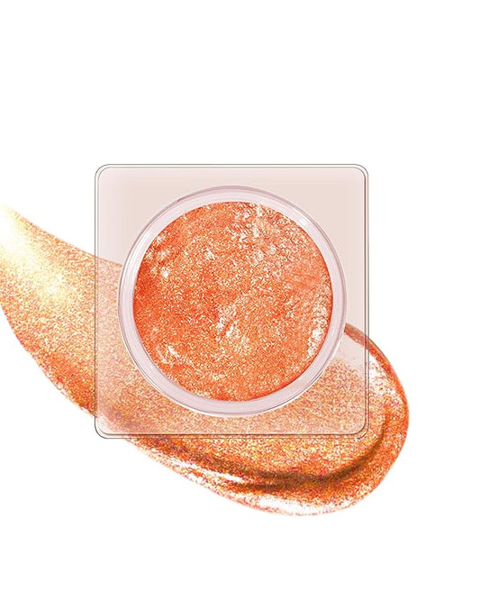Sparkle Single Eyeshadow Cream, Orange Mousse Glitter Highly Pigmented Eye Shadow, Long-Lasting Blendable Shimmer Eyeshadow, Lightweight Eye Shadow Makeup Palette Christmas Party Gift for Women-08