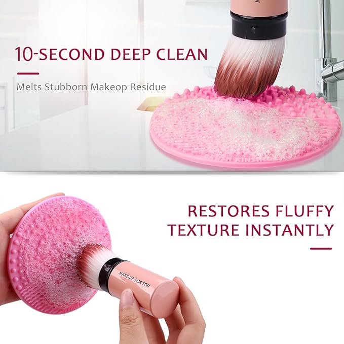 Norate Makeup Brush Cleaner, Make up Brush Cleaner Mat, Silicone Brush Cleaning Mat, Paint Cosmetic Brush Cleaner Pad with Suction Cup for Valentines Day, Stocking Stuffers for Women Moms Teen Girls