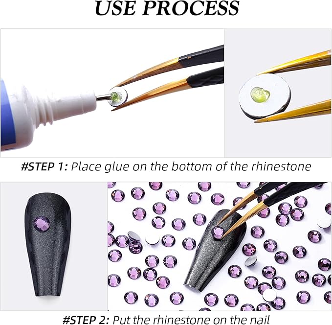 Meibite Tanzanite Flatback Rhinestones, Glass Rhinestones for Nail Art and Craft, Glue Fix, Loose Crystal Gemstones(Tanzanite, SS8, 1440pcs, 2.3-2.5mm)