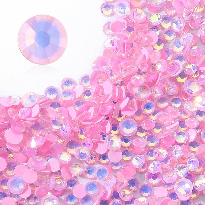 Meibite F Pink Flatback Rhinestones, Glass Rhinestones for Nail Art and Craft, Glue Fix, Loose Crystal Gemstones(F Pink, SS8, 1440pcs, 2.3-2.5mm)