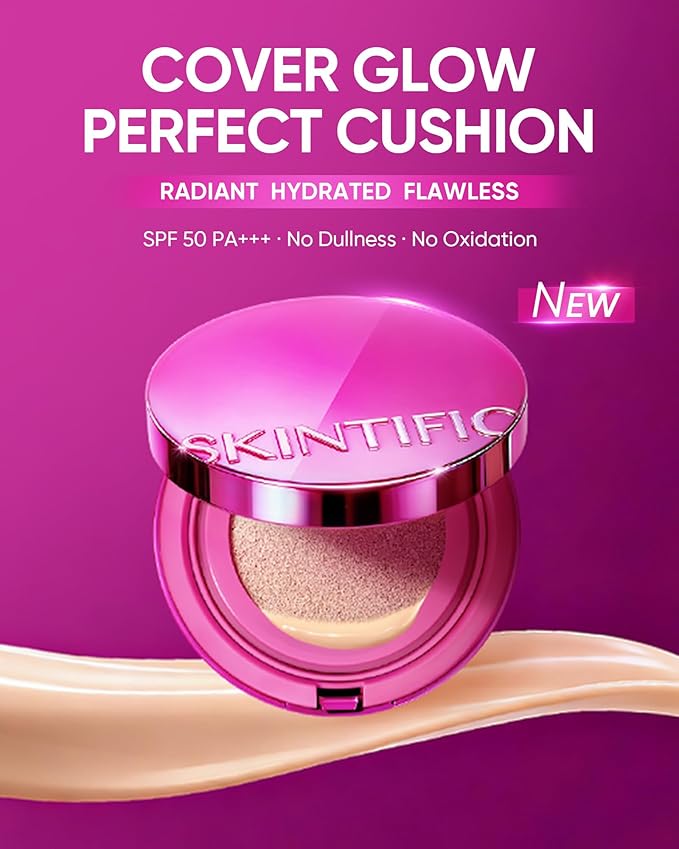 Pink Glow Cushion Foundation #04 Beige| Medium Coverage, Natural Dewy Glow Finish, Moisturizing for Dry Skin, Lightweight, Long-Lasting & Oxidation-Resistant