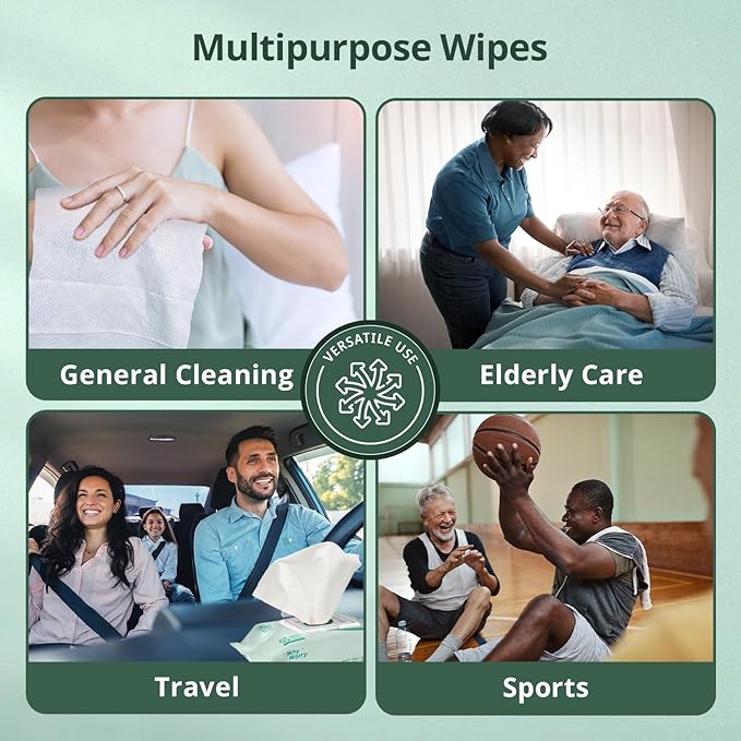 WhyWorry Wet Wipes for Adults, 8"x12" Extra Large Body Cleansing Wipes for Elderly & Incontinence, Extra Thick Adult Washcloths Disposable with Aloe & Vitamin E, Unscented, 660 Count (12 Packs of 55)