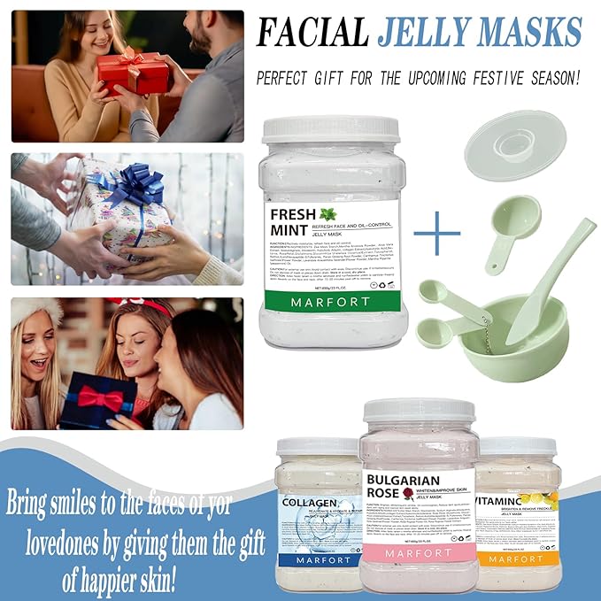 Jelly Mask for Facials Peel-Off Powder Hydrojelly Mask Peel Off Face Masks SkinCare Combination with Professional Skincare Spa Moisturizing & Hydrating 23 Fl Oz (Fresh Mint)