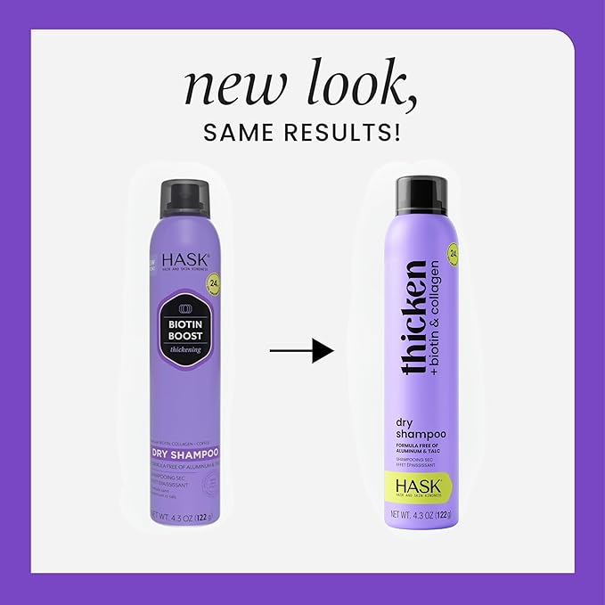 HASK Biotin Boost Thickening Dry Shampoo – Absorbs Oil, Adds Volume & Lift, Strengthens Strands, No Sulfates or Parabens, Cruelty-Free – 8.1oz