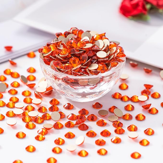 Meibite Hyacinth Flatback Rhinestones, Glass Rhinestones for Nail Art and Craft, Glue Fix, Loose Crystal Gemstones(Orange, SS20, 1440pcs, 4.6-4.8mm)