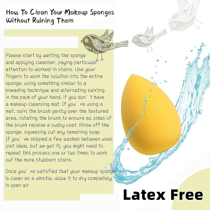 ABC Glow Beauty Blender Sponge Set – 8-Pack | Flawless Makeup Application | Latex-Free, Ultra-Soft, Reusable Makeup Sponges with Travel Case | For Liquid, Cream & Powder (Yellow)