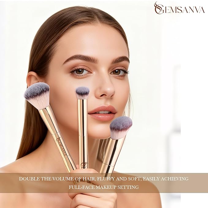 Makeup Brushes | Contour Brush Set,3Pcs Professional Foundation Brushes Angled Synthetic Kabuki Brush for Concealer, Blush and Eyeshadow