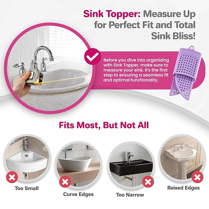 Sink Topper Bathroom Sink Cover for Counter Space & Storage Saver | RV Must Haves | Silicone Foldable Beauty Makeup Brush Cleaning Mat | Hot Tools Organizer | RV Sink Cover | Standard, Iris Lavender