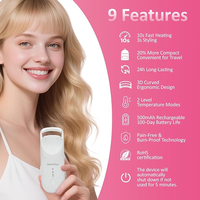 Heated Eyelash Curler -Mini Electric Eyelash Curler for Women with 5s Fast Heating & Portable lash Curler and Type c Rechargeable,for Women Makeup Tools Gifts