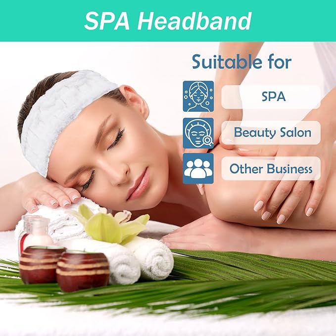 Pejnl Microfiber Spa Headband 3-Pack, Soft Terry Cloth Headband for Washing Face, Facial Mask, Makeup, Shower, Yoga, Gift for Women and Teens (Black+Light Gray+White)