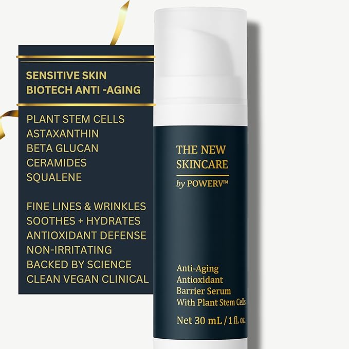 Premium Stem Cell Serum for Face - Korean Skin Care for Women - Face Moisturizer for Sensitive Skin & Anti Aging Serum - Hydration Barrier with Astaxanthin, Beta Glucan, Squalane, Ceramides by PowerV