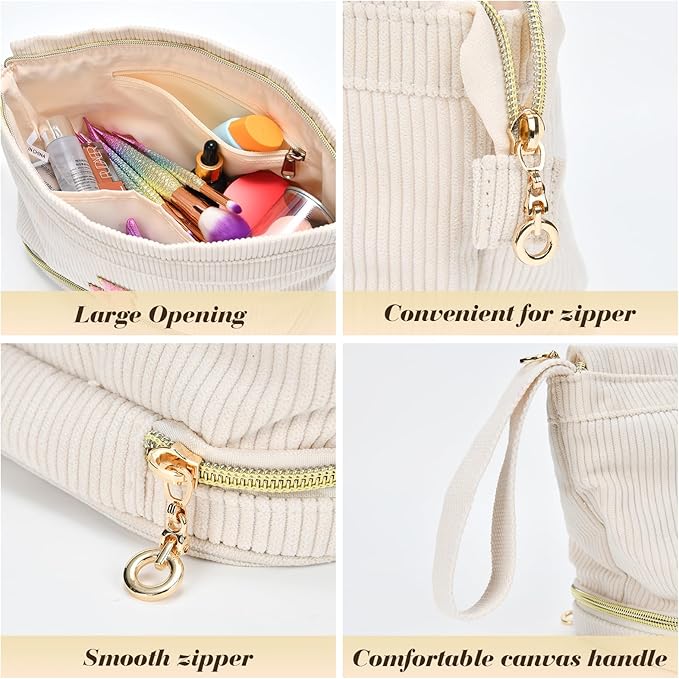 Makeup Bag for Girls Gift, Personalized Christmas Gifts Initial Women Makeup Bag for Travel, Double Layer Cosmetic Bag with Brush Organizer Preppy Make up Bag for Teen Girl Trendy - P