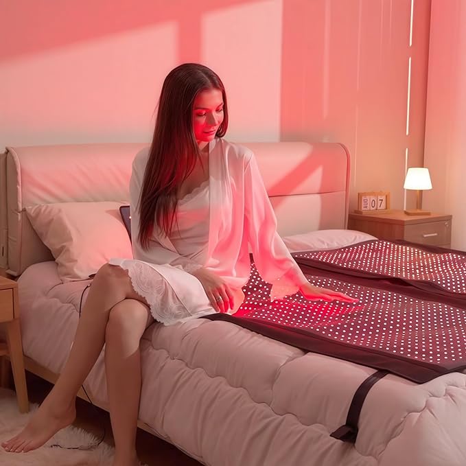 2026 Upgraded Dual Wavelength LED Beads 660nm&850nm Red Light Therapy Blanket Full Body, Used to Face and Body Pain Relief Skin Health Personal Care, 75" x 35'' (Black)