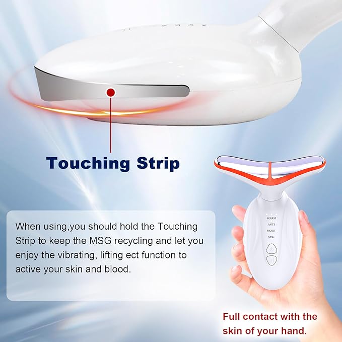 Facial and Neck Massager - SIQUER Red Light Therapy for Face 7 in 1 Face Sculpting Tool Multifunctional Face Lift Device for Lifting Double Chin and Skin Care, White