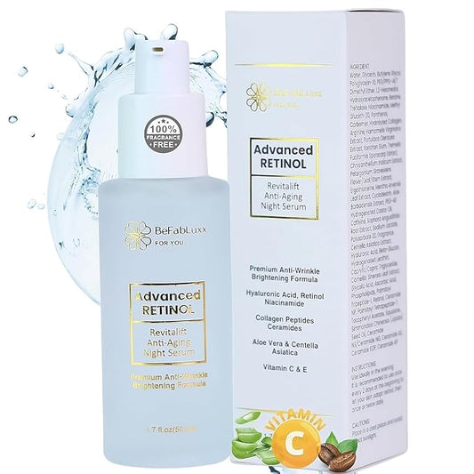 Retinol Night Serum Complex Anti-Aging Facial Serum Firms Face & Neck Hyaluronic Acid, Niacinamide, Collagen, C & E, Glycolic Acid, Squalane Deep Moisturizing Skin Care for Women 1.7 fl oz