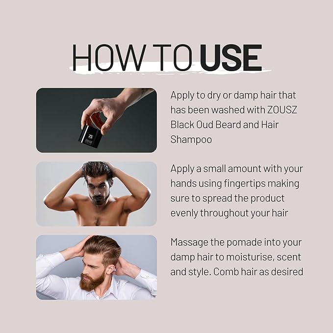 ZOUSZ Black Oud Matte Pomade for Men – Premium Hair Wax – Matte Hair Clay – Men's Hair Styling Gift for Him 47g