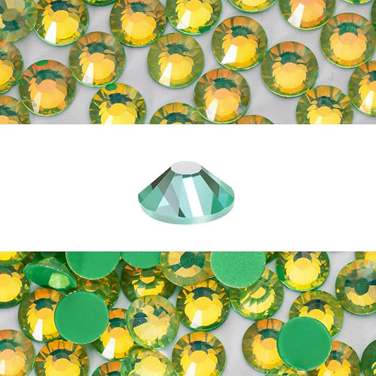 Novani 576 Pieces Flatback Rhinestones Glass Round Gems F-Green Crystals for Nail Art DIY Crafts Clothes Shoes,SS30,6.4-6.6mm