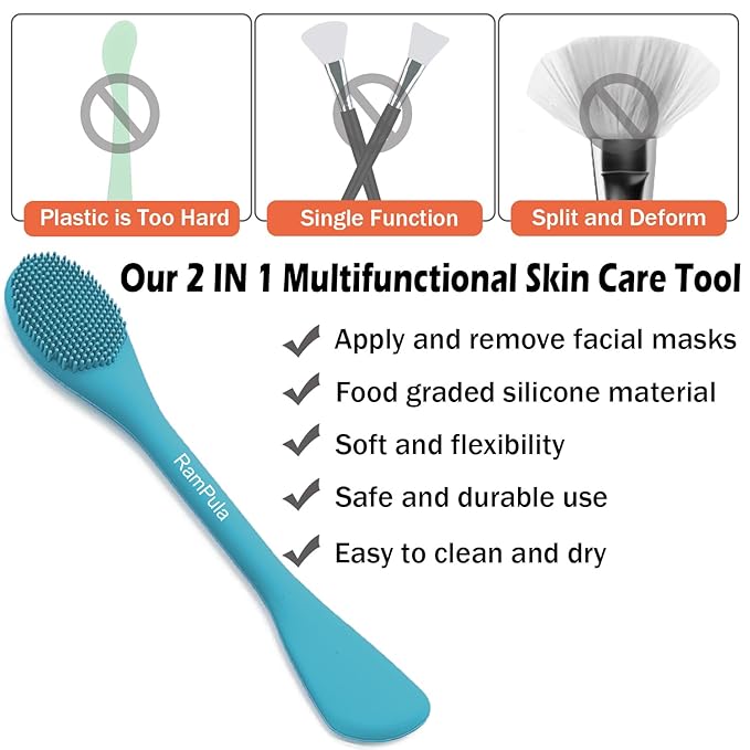 RamPula Pore Brush & Face Mask Applicator, Lymphatic Drainage Brush | Face Scrubber, Silicone Jelly Brush for Deep Pore Cleansing, Face Brush for Lymphatic Drainage Massager, Applicator for Mud, Clay