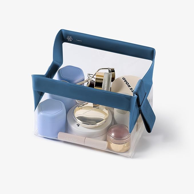 Cadence Parcel - Clear Kit with Magnetic Closure - Durable and Leak-Resistant Travel Toiletry Kit - TSA-Compliant & Modular Design - Hygiene Bag for Travel Essentials - 1 Qt - Cove
