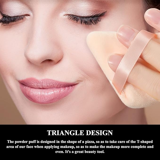 Maitys 12 Pcs Powder Puff Triangle for Face Makeup Cosmetic Loose Powder Puff Velour Soft Body Washable Reusable Foundation Sponge Wet Dry Makeup Tool for Women(Large, Small,Black, Nude Color)