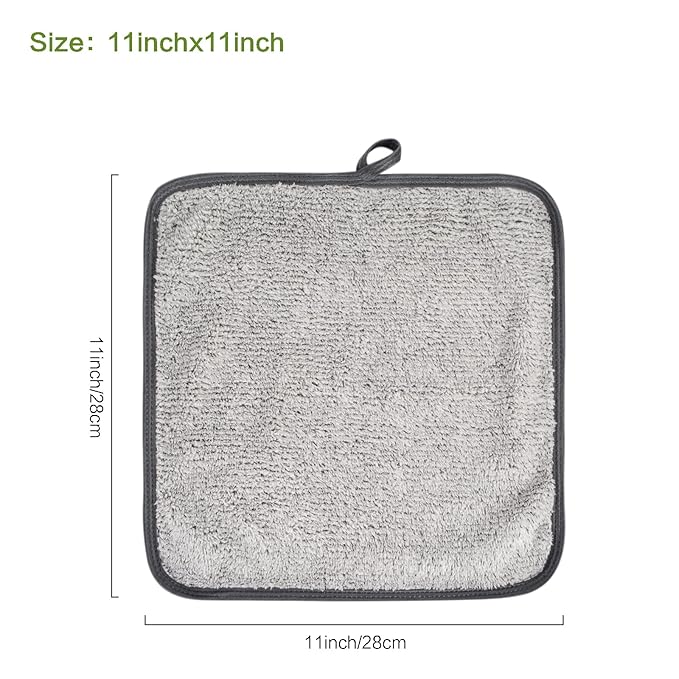 SUNLAND Microfiber Face Towels Reusable Makeup Remover Cloth Facial Washcloths for Bath 11Inchx11Inch 6 Pack Grey