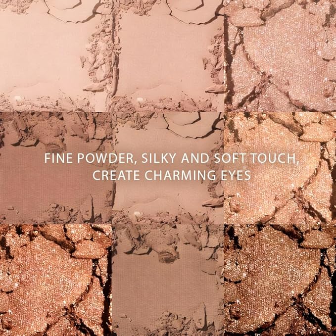 AMY'S DIARY 9-Color Warm Bronze Eyeshadow Palette, Gold Champagne Neutral Eye Makeup with Matte & Shimmer Shades, Highly Pigmented Long-Lasting Blendable Brown Nude Shadow for Daily Glam Look