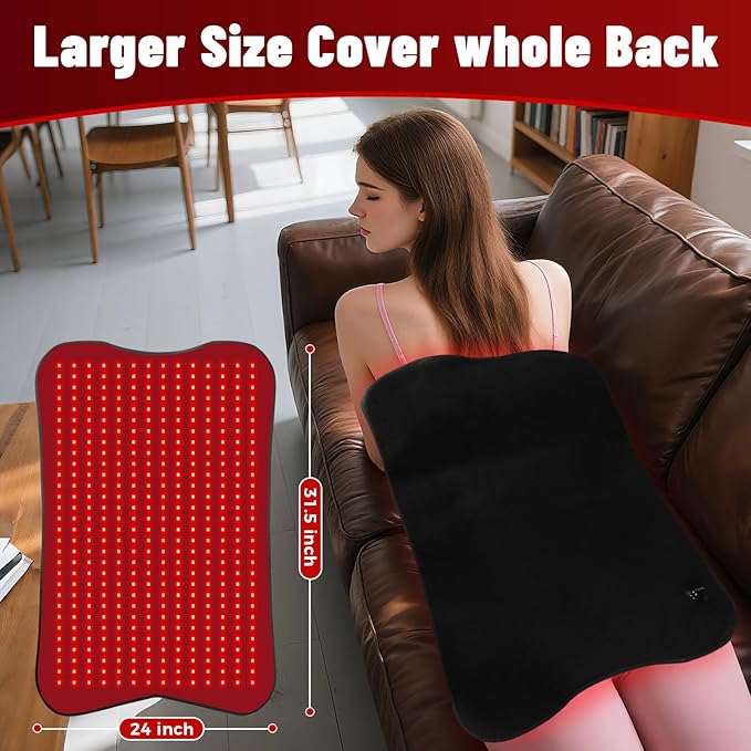 31.5''×24'' Red Light Therapy for Body, 41W 420LED Beads Wearable Red Infrared Light Therapy Wrap for Body, 660nm & 850nm, Auto Timer, Ideal for Shoulder Waist Back Body