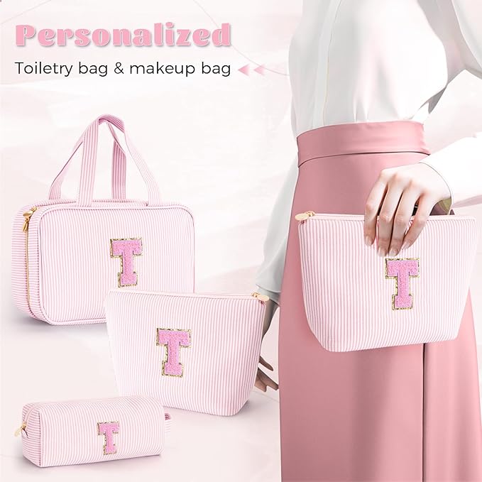 Teacher Gift for Women - Teacher Appreciation Gifts, Retirement Travel Gift for Teachers Toiletry Bag Makeup Organizer Bag | Retirement Gifts for Women - Pink T