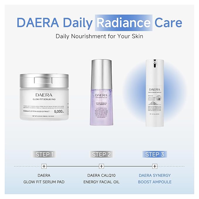 DAERA Synergy Boost Ampoule – Korean Brightening & Hydrating Face Serum, Dark Spot Correcting & Anti-Aging Ampoule with Calcium Up+ Complex, Firming Serum for Glowing Skin, 30ml