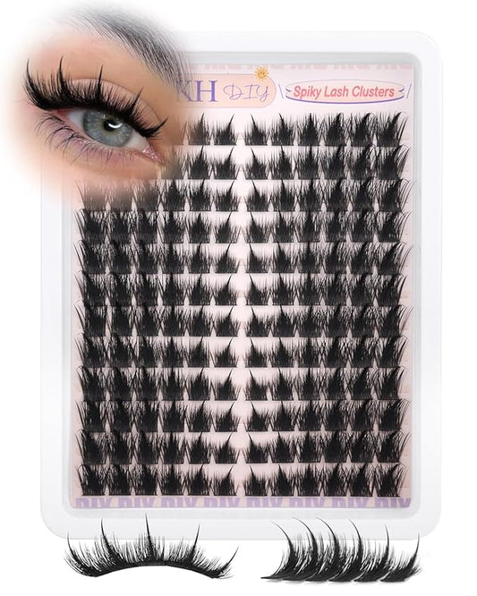 YDAGKH Lash Clusters Spiky Eyelash Clusters Fox Eye Cluster Eyelash Extensions Unique Spikes Individuals Manga Lash Extension 144Pcs DIY Fairy Anime Cluster Eyelashes Volume Cat Eye Lashes Long