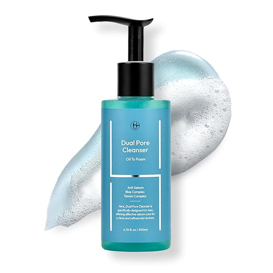 Dual Pore Cleanser, Deep Pore Cleansing & Exfoliating Salicylic Acid, Oil to Foam Daily Hydrating Facial Wash for Blackhead Oily, Dry, Sensitive Skin for men Korean Skincare 6.76 fl.oz