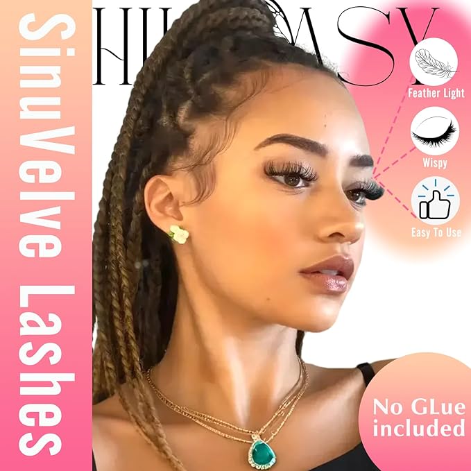 SinuVelve Extra Fluff Lashes 5D False Eyelashes 6-14mm Wispy Lashes Reusable 15 Times 7 Pairs Lash Pack With Flexible Band D Curlve Lash Strips Multi-Layered Eyelash