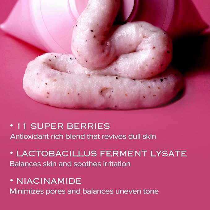 VERY BERRY Pore Deep Cleansing Foam | Berry Complex + Fermented Ingredients for Moisture & Healthy Glow | Gentle Exfoliating Face Scrub for Bumpy Skin | Pore Cleanser | 100g/ 3.52 FL OZ, 3pcs