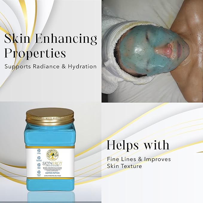 Copper Peptide Jelly Mask - Professional Grade Hydro Glo Peel Off Face Mask for Hydration & Radiant Glow - Suitable for All Skin Types, Vajafacial Jelly Mask | 12 Applications (30 fl oz)