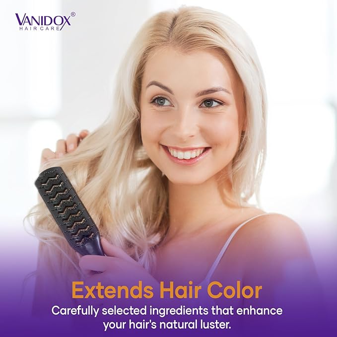 VANIDOX Sulfate Free Brass Toning Purple Shampoo and Conditioner Set for Blondes, Brown Highlighted, or Bleached Hair, Shampoo for Blondes Infused with Purple Rice Extract (16 fl oz each)