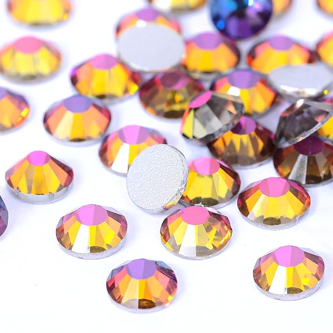 Novani Rhinestones 3000Pcs Flatback Crystal Round Loose Gemstones Glass Rhinestones for Crafts Makeup Nail Art Clothes Shoes DIY Decorations(SS6, 1.9-2.0mm,Blue Flame)