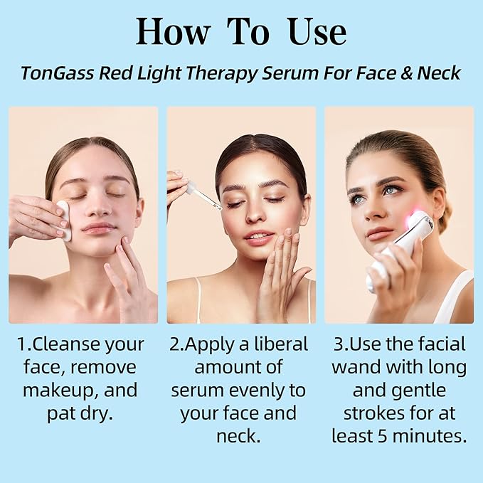 TonGass Hydrating Facial Serum for Face & Neck – Lightweight Absorbing Gel for Daily Moisture – Compatible with LED & Microcurrent Facial Tools – Smooth Skin Texture Enhancer - 2 Pack