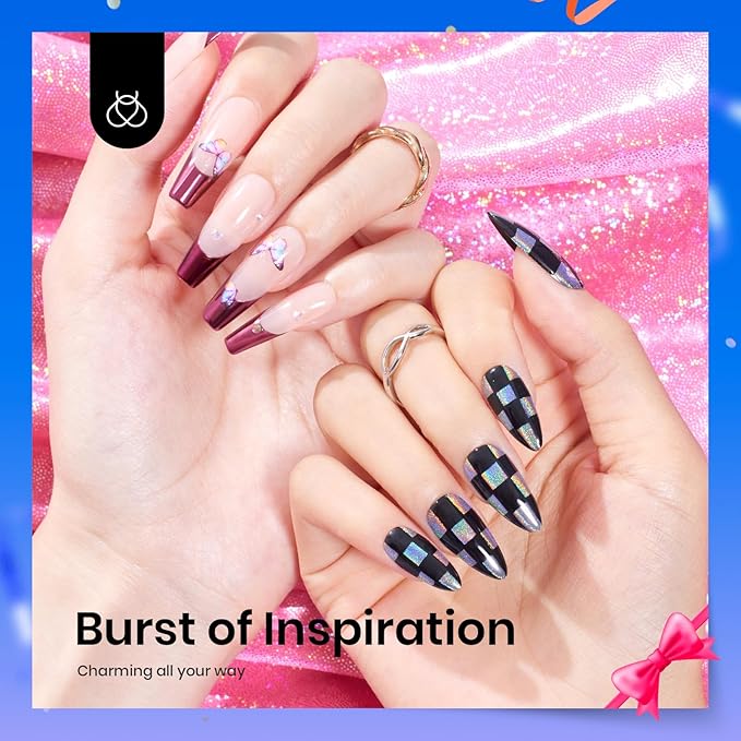 Beetles Metallic Chrome Nail Powder Kit Black White Colors Gel Polish Mirror Effect Holographic Metallic Nail Polish Chrome Manicure Art Decoration Glitter Nail Powder for Women