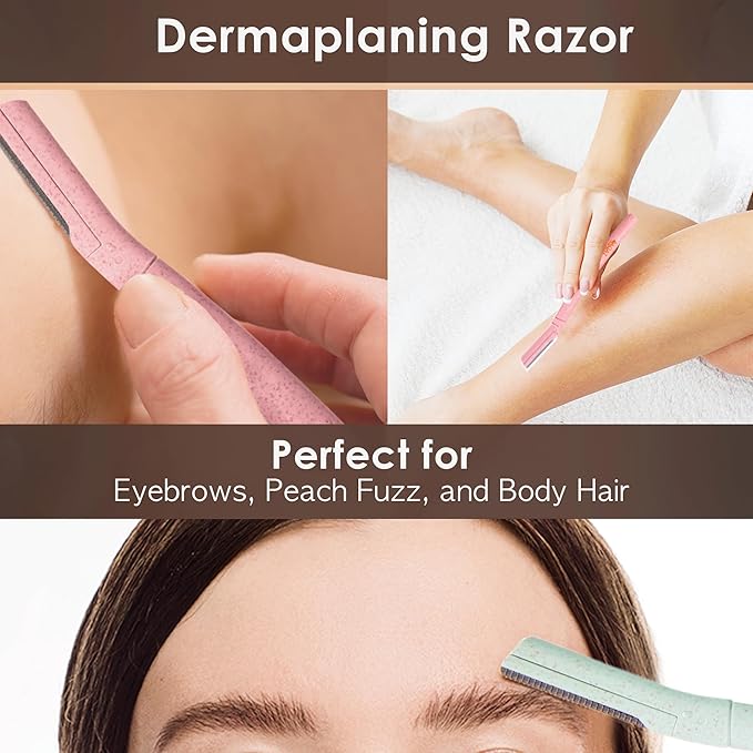 TADA BEAUTY Biodegradable Dermaplaning Tool 12pk, Face Eyebrow Face Razors, Face Shaver & Exfoliating (Lavender)