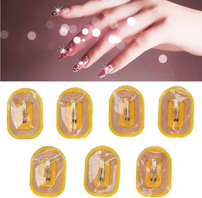 Jiawu Glowing NFC Nail Stickers, Smart LED Light Source NFC Nail Art Tips Lighting for Mobile Phone