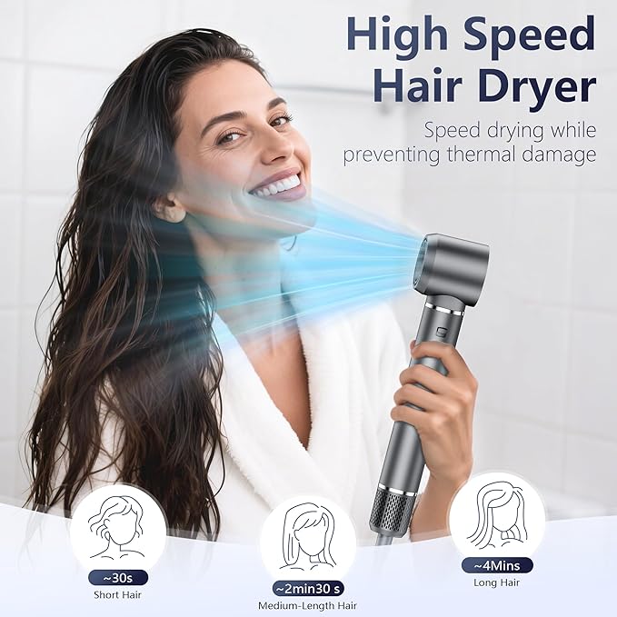 6-in-1 Ionic Hot Air Styler, Powerful High Speed Hair Dryer Brush, Auto Wrap Curler for Fast Drying, Volumizing&Straightening for Multi Styler, Cool Shot Button-No Heat Damage, Gift for Women-Travel