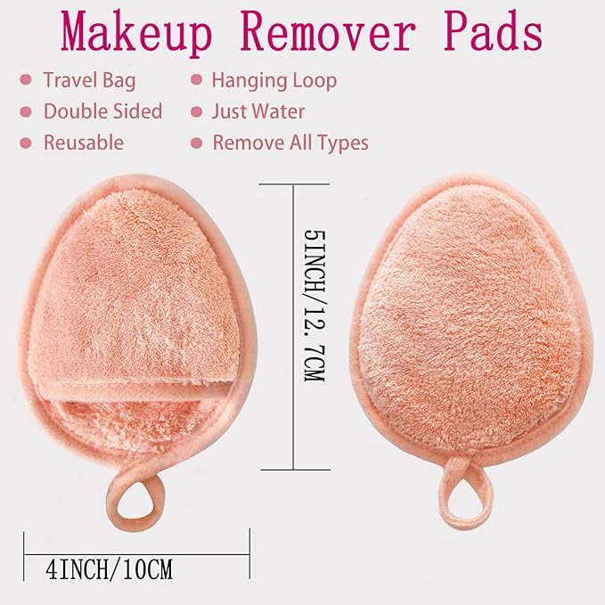 Reusable Makeup Remover Pads Soft Makeup Remover Cloths Washable Facial Makeup Cleansing Pads for Face,Lip,Eyes Orange 12PCS