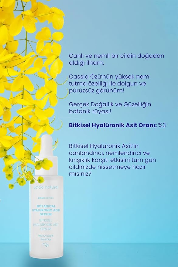 Bade Natural Bitkisel Hyalüronik Asit Yüz Serumu Nemlendirici ve Canlandırıcı 30 ml