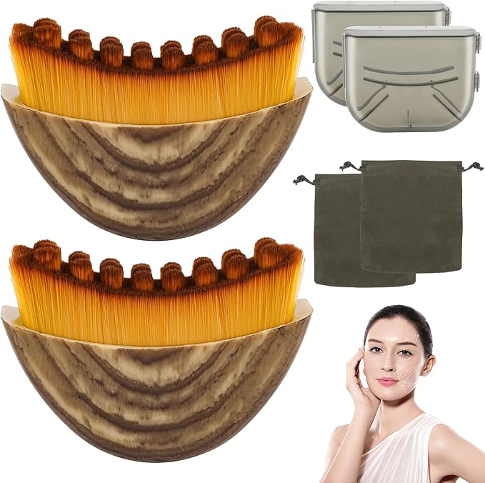 Lymphatic Contour Face Brush, Contour Face Brush Lymphatic Drainage Massager for Face, Ergonomically Designed to Fit The Skin Precisely and Relieve Fatigue (2PCS)