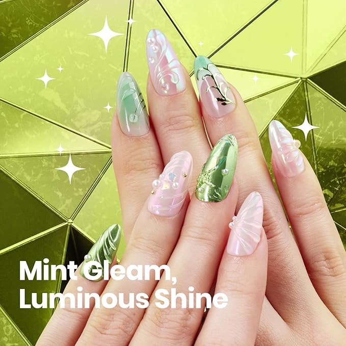 Beetles Green Chrome Nail Powder Metallic Mirror Effect Chrome Powder for Nails Gel Polish Green DIY Decoration Nail Manicure Nails Art Design Gift for Women